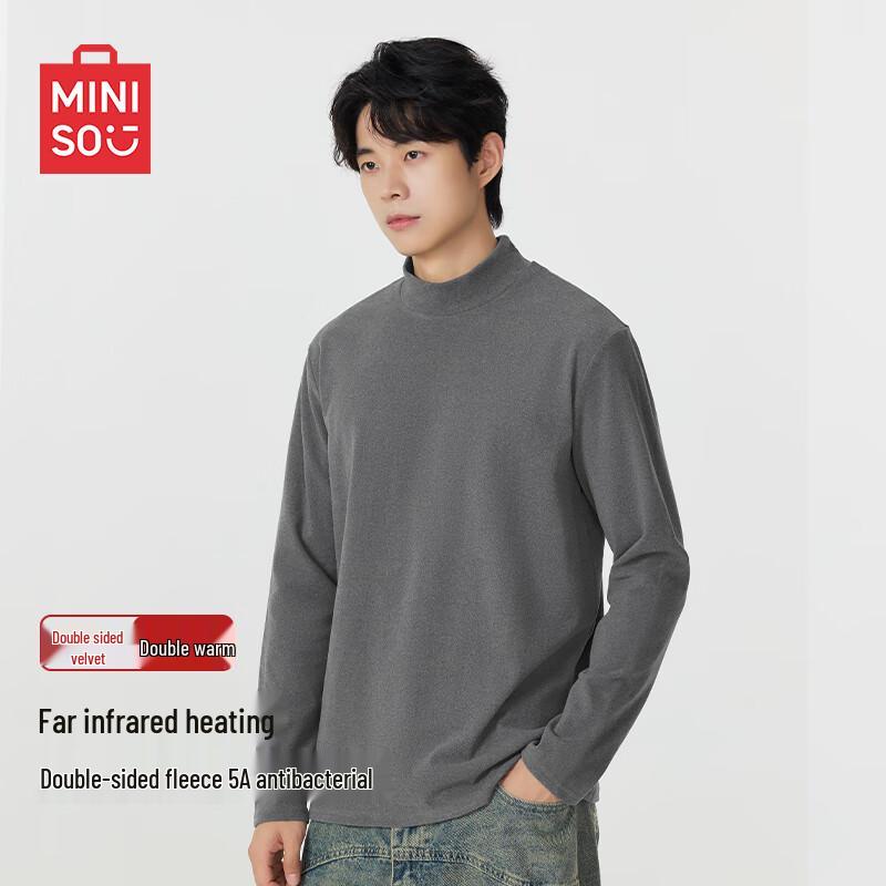 MINISO Men s Thermal Long Sleeve Semi-High Collar Base Layer T-Shirt M