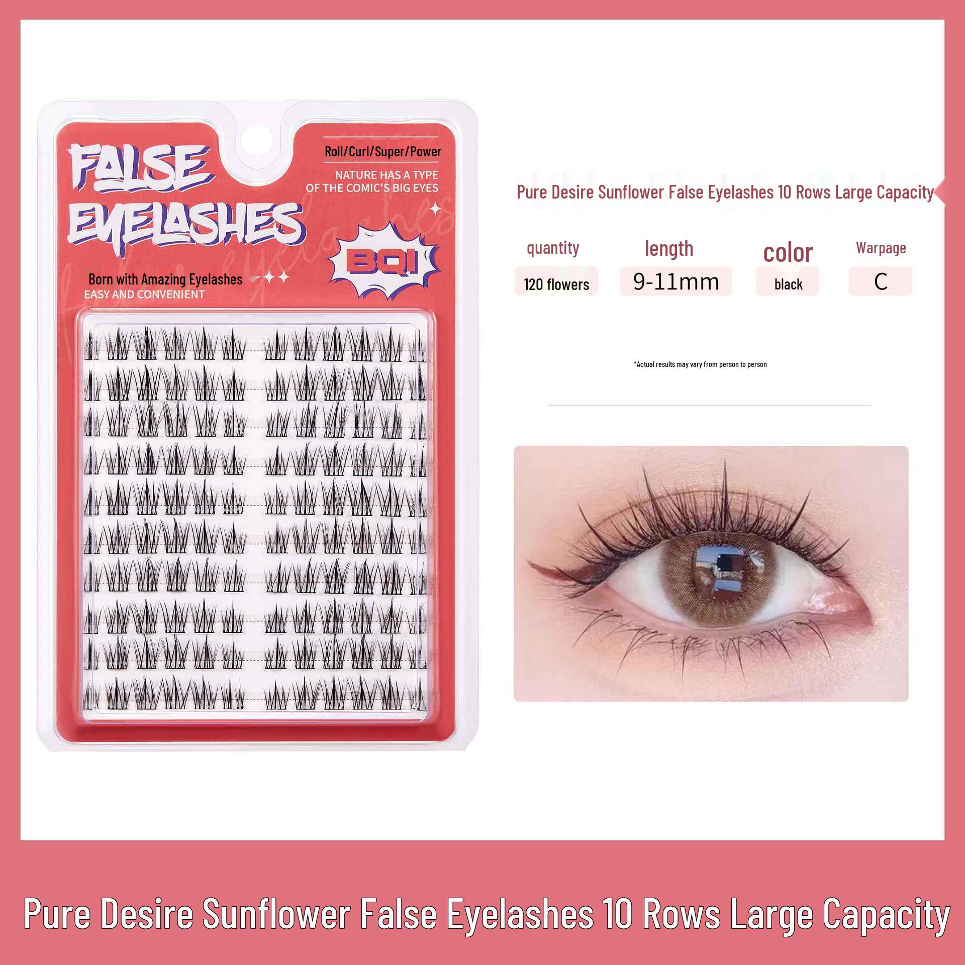 

BQI Wheat Ear Natural Realistic Cluster Dense Curled Eyelashes – Large Capacity.
