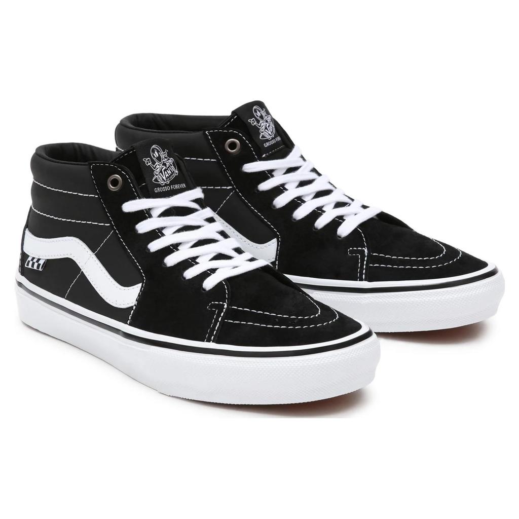 Vans Skate Grosso Mid Black Unisex Sneakers White Emo-Leather VN0A5FCG625