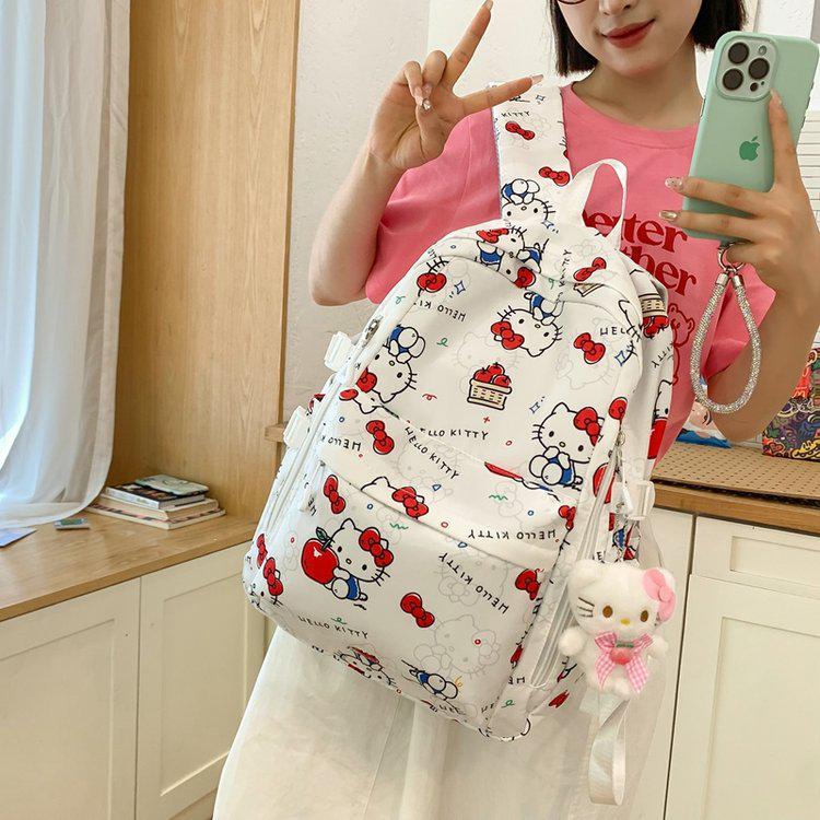 Hello Kitty Graffiti Backpack - Cute, Lightweight, Versatile, Large Capacity for Junior and High School Students
