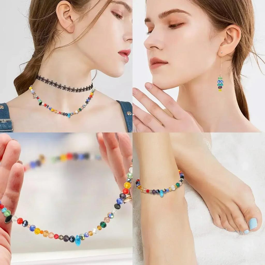 100pcs Czech Rondelle Crystal Beads AB Color Faceted Glass Beads Loose Spacer Beads for Jewelry Making DIY Necklace Accessories