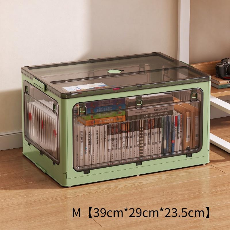 1Pcs Thickened Plastic Folding Collapsible Storage Bin Living Box Storage Box With Front Open Door Stackable Organizer For Book