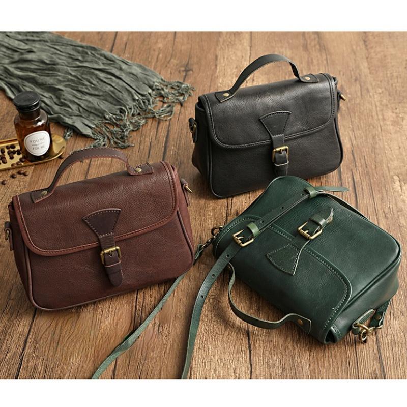 Johnature Dámská taška z retro originální kůže Jednoduchá jednobarevná přírodní měkká hovězí kůže Univerzální kabelky přes rameno a crossbody
