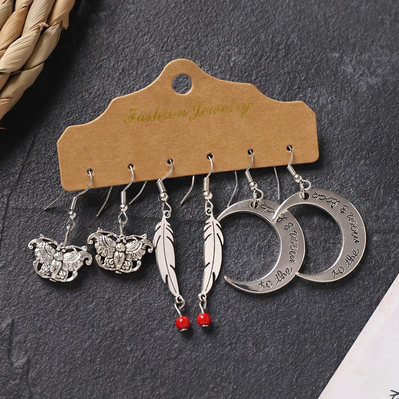 Earrings Set, Retro Handmade Tibetan Silver Earrings, Simple and Versatile Fringed Women's Ear Jewelry.