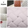 6mm Thick Sponge Quilted Faux Leather Fabric Embroidered Car Interior Material Embroidered Car Upholstery Trim Fabric 100x135cm