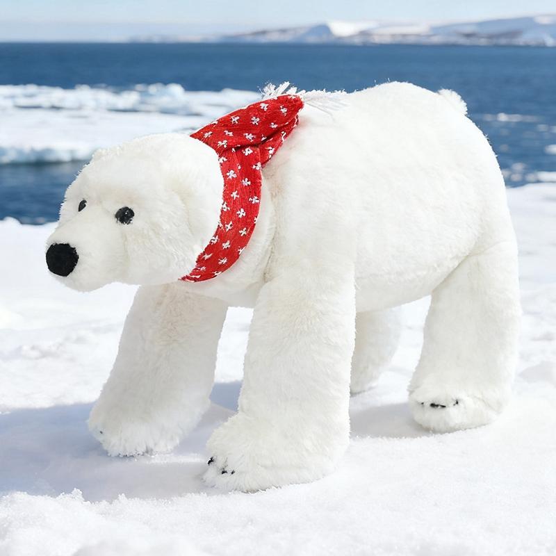 45/60cm Cartoon Giant Polar Bear Plush Doll Pillow Wearing Scarf White Bear Animal Stuffed Toy Home Decor Gift For Children