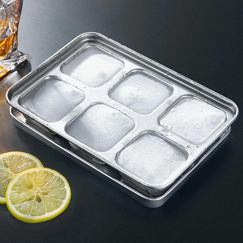 Ice Cube Mold Coffee Freezer Tray Cubes Stainless Steel Wear-Resistant Non-Stick Whiskey Making Sphere Steel Lid Box
