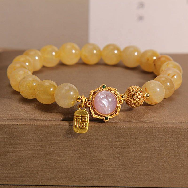 Women's Citrine Stone Bracelet - Ancient Style Gift for Girlfriend or Bestie