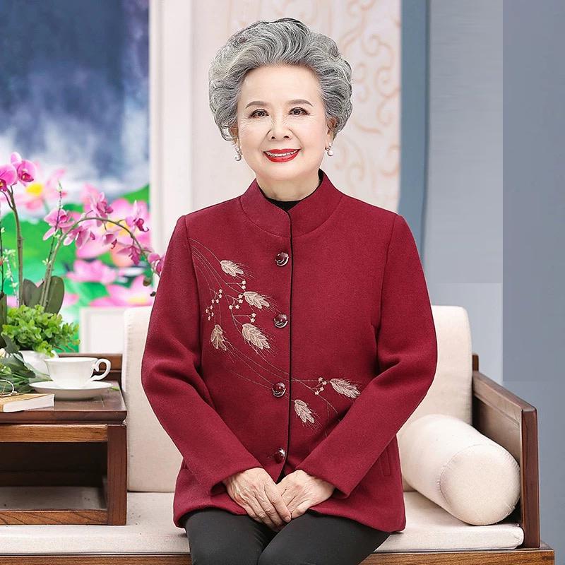 

Осеннее шерстяное пальто для пожилых женщин Hengyuanxiang - Идеально для свадеб, дней рождения и празднования года Бэнмин. XL for under 100 lbs