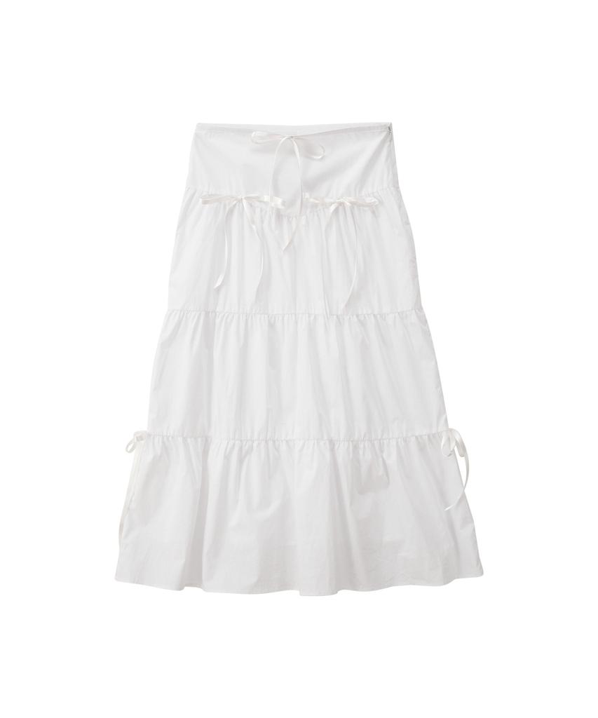 Salon De Yon Romantic Ribbon Long Skirt_ White