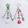Bowknot Acrylic Phone Charm Straps Elegant Beaded Bowknot Phone Charm with Christmas Charm for Backpacks Purses
