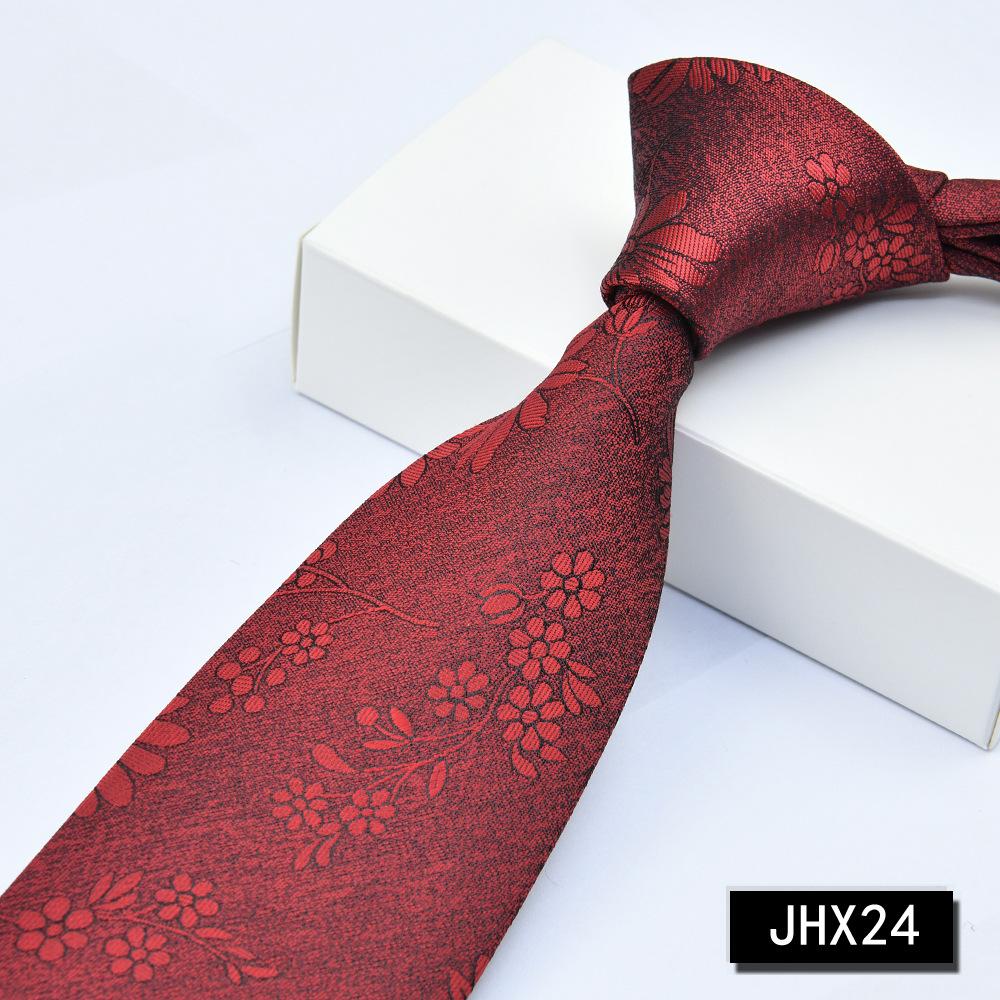 Men's Burgundy Striped Jacquard Formal Business Tie, 8cm Handmade Tie Decoration