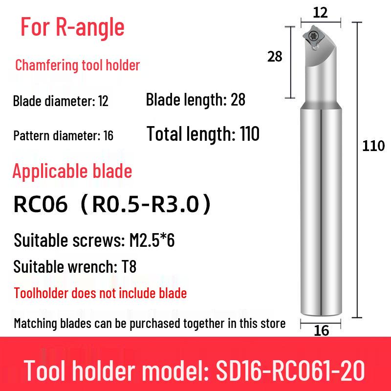 CNC Chamfering Tool Holder - Inner/Outer R, Arc Positive/Negative, Sizes R0.5-6