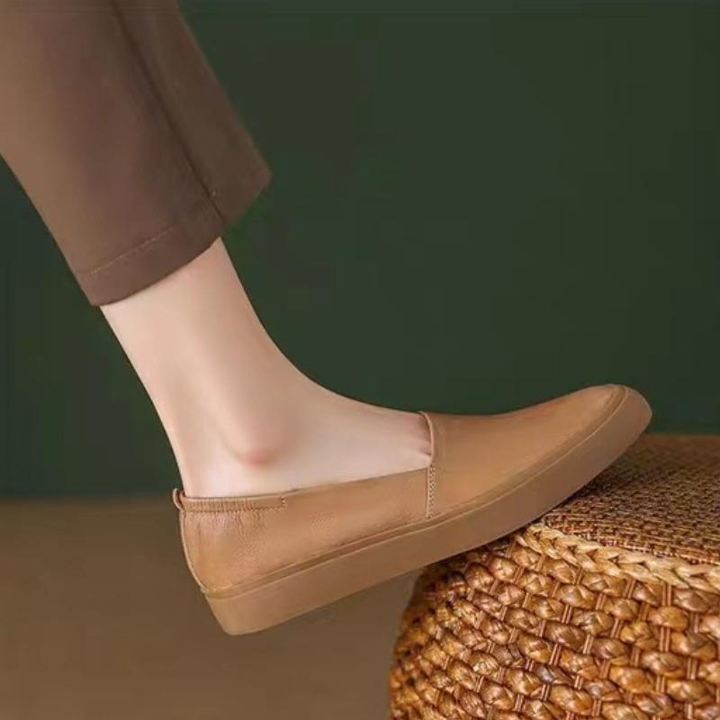 Móda 2025 Nový produkt Klasické Dámské Dámské Volnočasové Kožené Boty Platforma Baleríny Nazouvací Tenisky Vulkanizované Boty