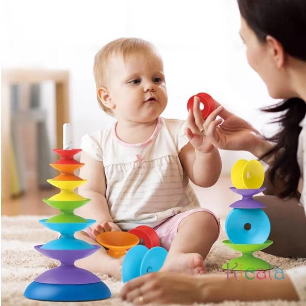 Ferrule Rainbow Stacking Toys Rotating Stacking Blocks Baby Toy  Kids Toddler
