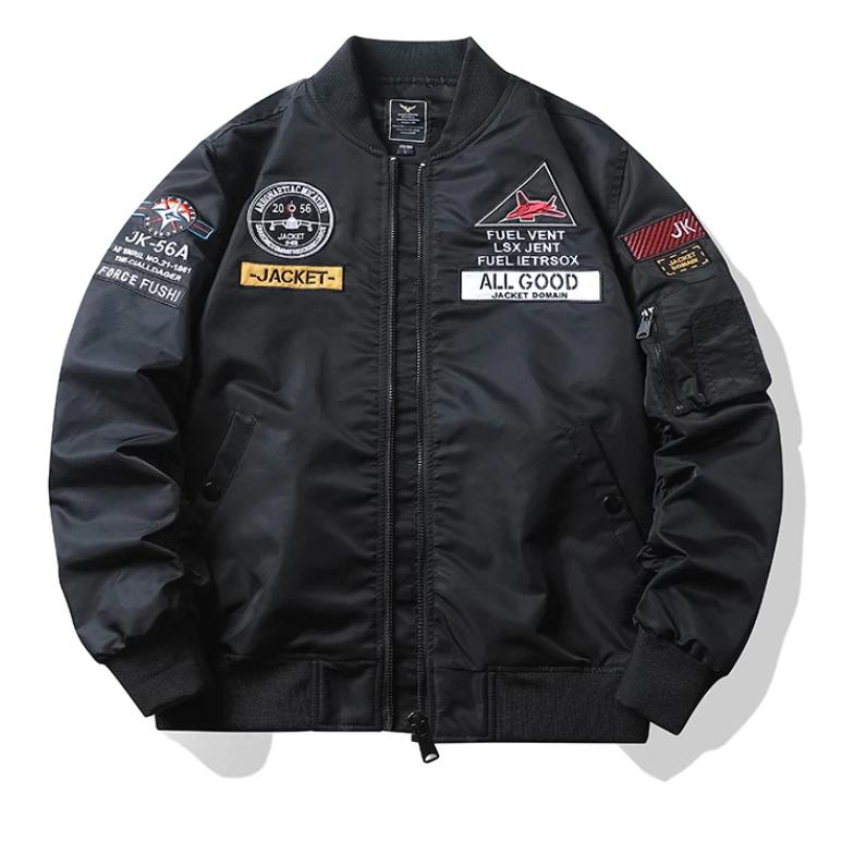 Herrjacka Höst Air Force Bomberjacka Herrbroderi Baseball Uniform Casual jacka