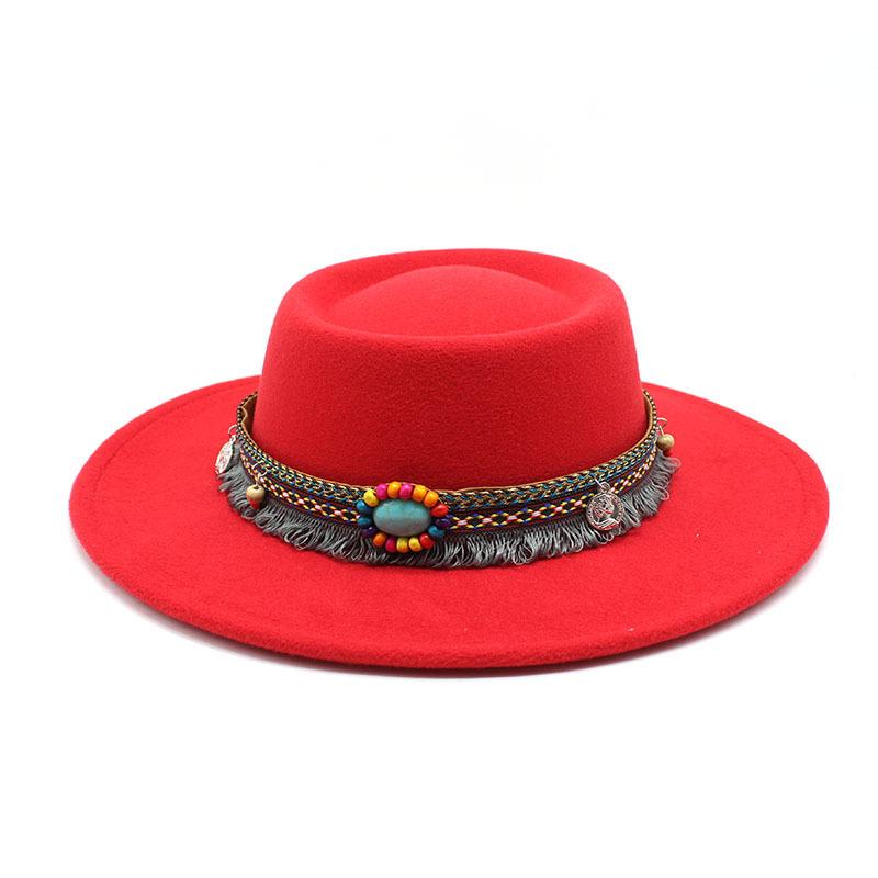 2022 Xiaohongshu Chain Dome Convex Top French Top Hat Style Felt Hat 8.5Cm