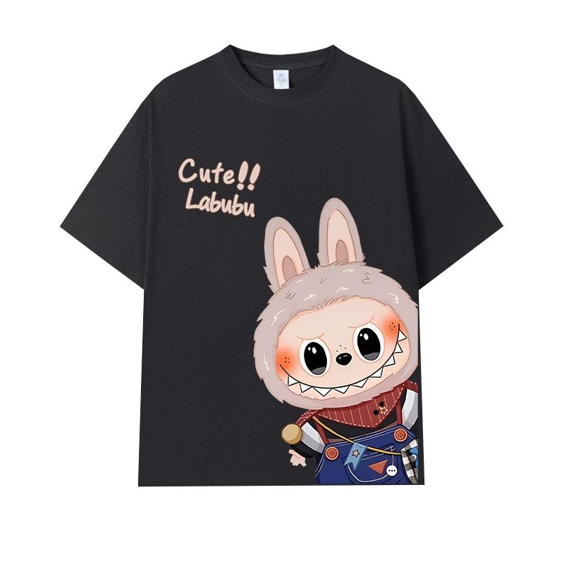 Cartoon Monster Elf Labubu Kids Printed T-shirt Summer Men's and Women's Casual Outdoor Girl Short Sleeved T-shirt Top