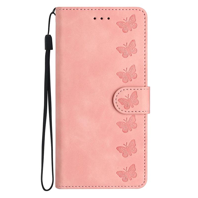 Butterflies Flowers PU Leather Case For iPhone 16 15 14 Plus 13 12 11 Pro Max X XR XS Max 10 Flip Wallet Cover Card Holder Strap