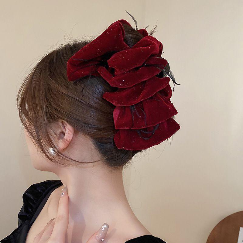 Winter explosion bow grab clip women's high sense exquisite versatile hairpin women's back head shark clip hair accessories