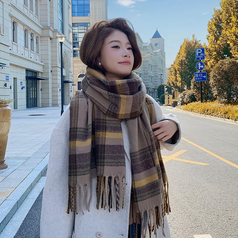 New autumn and winter scarf fashion high sense pure wool thickened versatile warm shawl student scarf