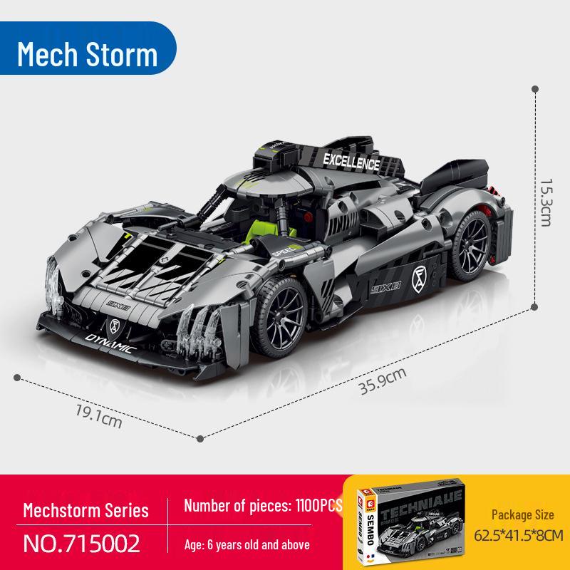 ShengBao 715002 Black Sports Car Model Building Blocks - Educational Toy & Birthday Gift for Boys and Classmates