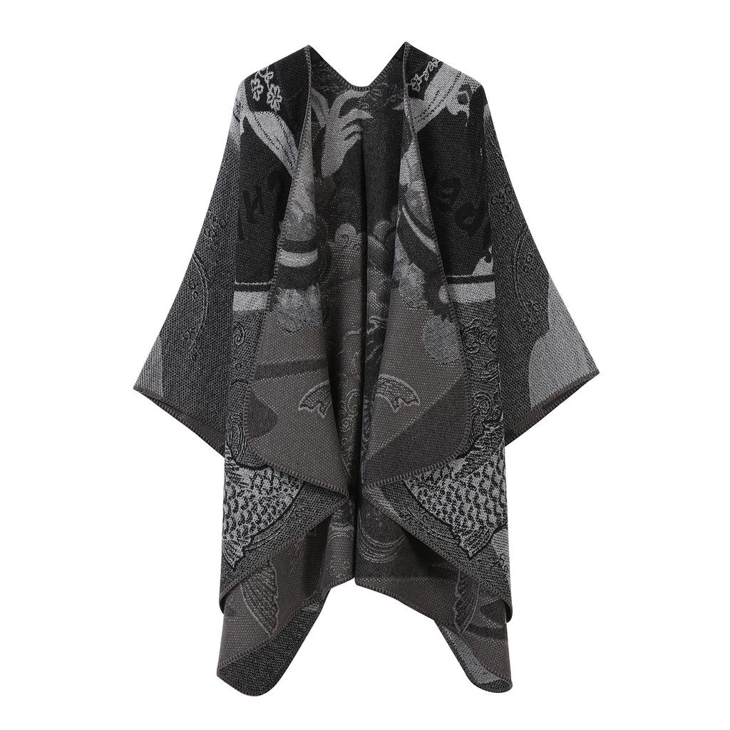 In-Stock Women's Double-Sided Tassel Shawl Cape - Classic Style, High-End, Warm, Perfect for Travel.