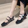Fashion Chunky Heels Women Mary Jane Shoes Bling Rhinstones Elegant Patent Leather Party Wedding Ladies Pumps Autumn Lolita Footwear