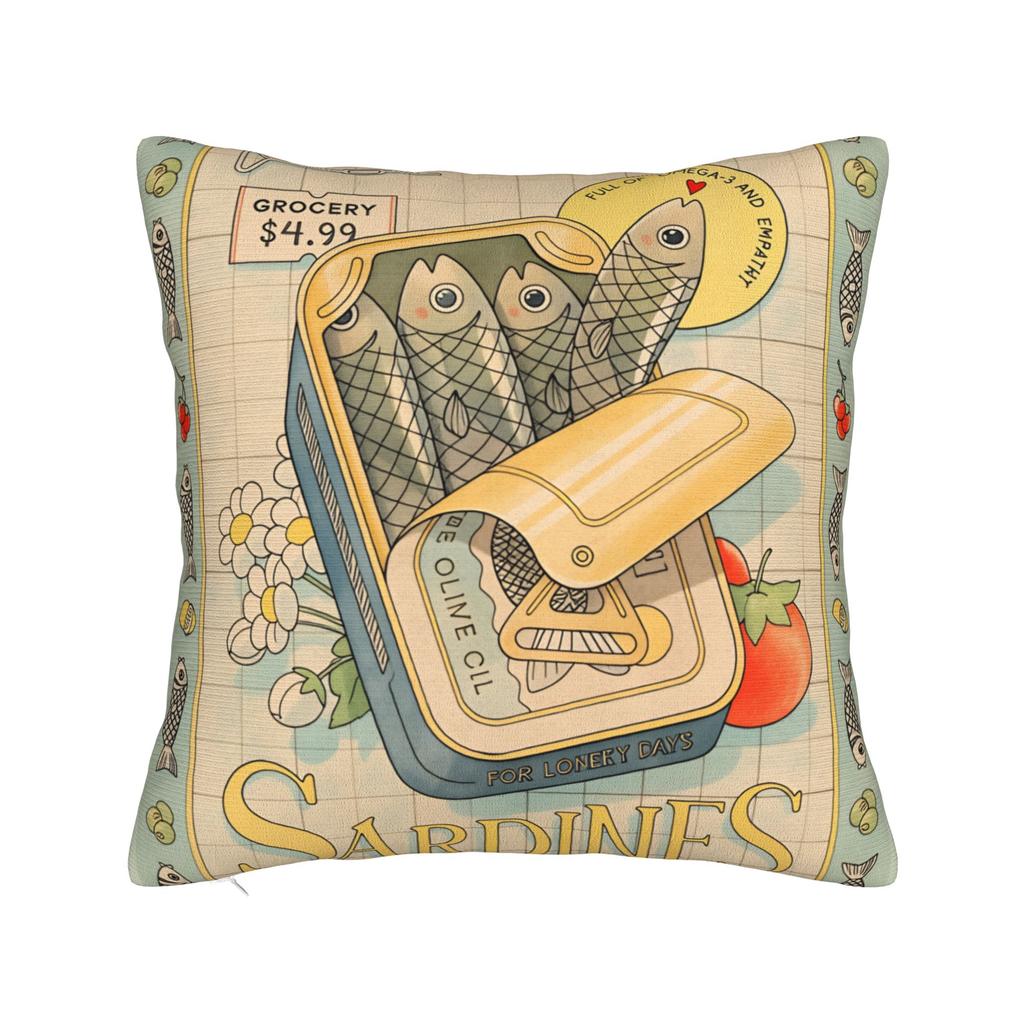 Cuadros Decorations Sardines Nordic Pillow Case Soft Pillow Cover For Living Room Sofa Kawaii Pillowcases
