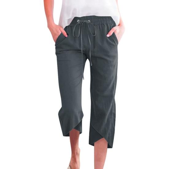 Pantalones cortos para mujer, cintura elástica con cordón ajustable, diseño informal de pierna suelta.
