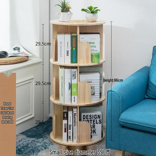 360° Rotating Children's Bookshelf: Floor-Standing, Desktop Pine Wood Storage Rack