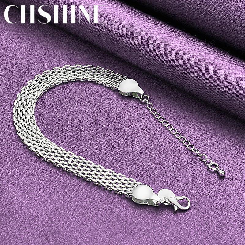CHSHINE 925 Sterling Silver 10mm Weaving Geometry Bracelet For Women Men Party Fashion Charm Jewelry