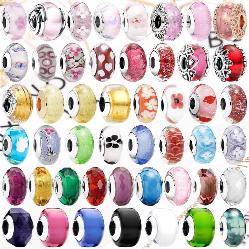 Neue Feine Murano Glas Serie Anhänger Rosa Rot Schwarz Grün Weiß Blau Perle Passend Original Armband Zubehör DIY Damenschmuck Geschenk