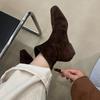Autumn Winter Short Plush Women Ankle Boots Fashion Square Toe Short Booties Ladies Elegant Low Heels Zipper Booties