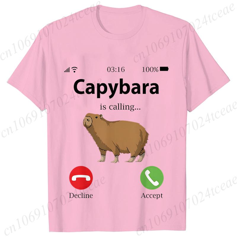 

Футболки Capybara Is Calling для женщин, забавные футболки с капибарой, грызуном, животным, для любителей юмора, летняя одежда с коротким рукавом 4XL