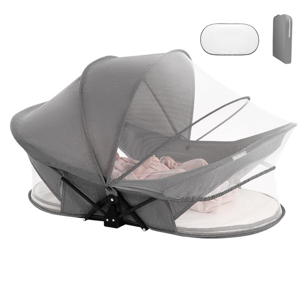 

Areden Baby Baby Size Portable Folding Crib with Mosquito Breathable and Easy to Baby Baby Gift 1 Crib Mattress and 1 Storage Crib, Basket, серый