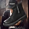 Men Genuine Leather Round Toe Boots British Style Classic Flat Designer Work Boots Outdoor Antiskid Motocross Boot Walking Shoes