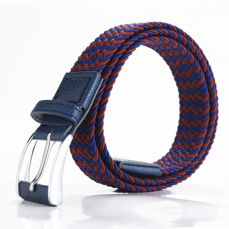 Men'S Braided Belt Elastic Elastic Canvas Belt Unisex No Punch Women'S Belt