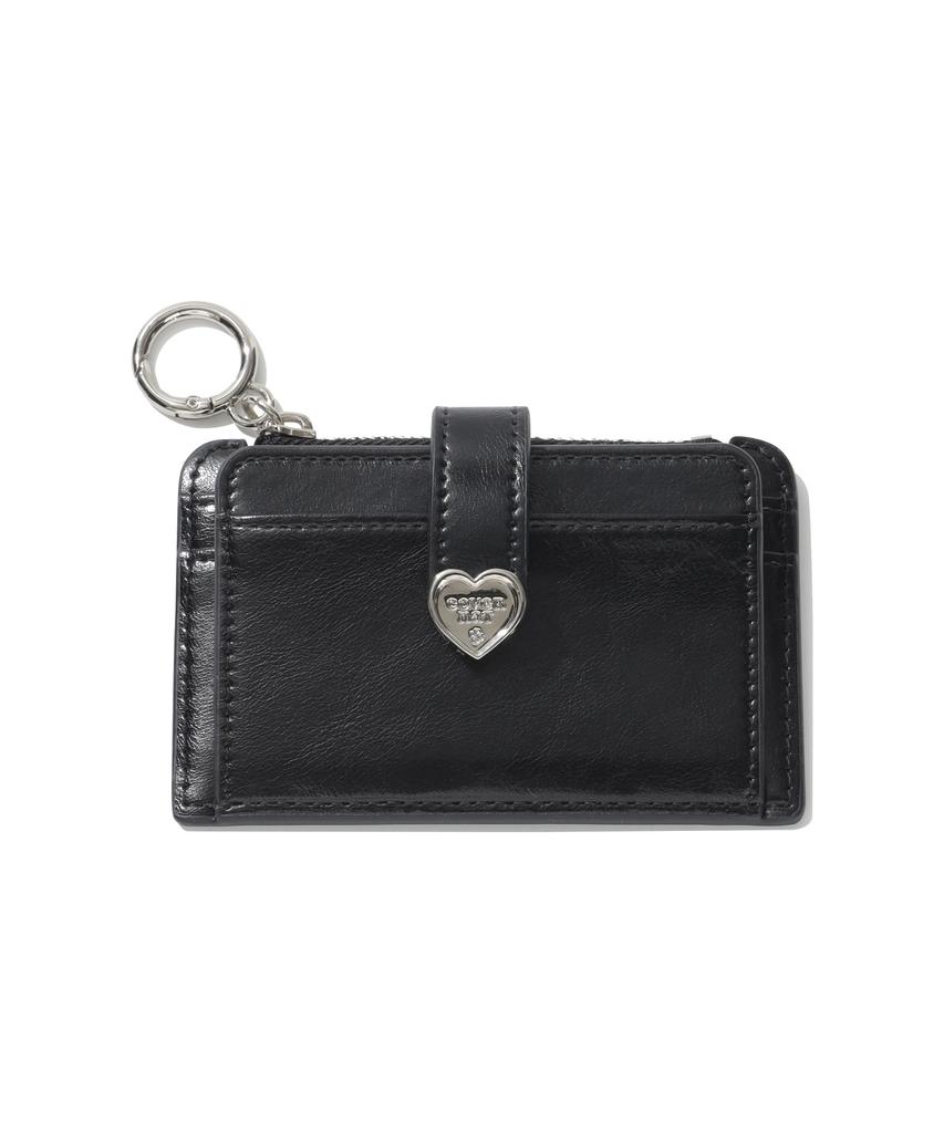 Covernat Woman Clover Heart Top Zipper Wallet Black
