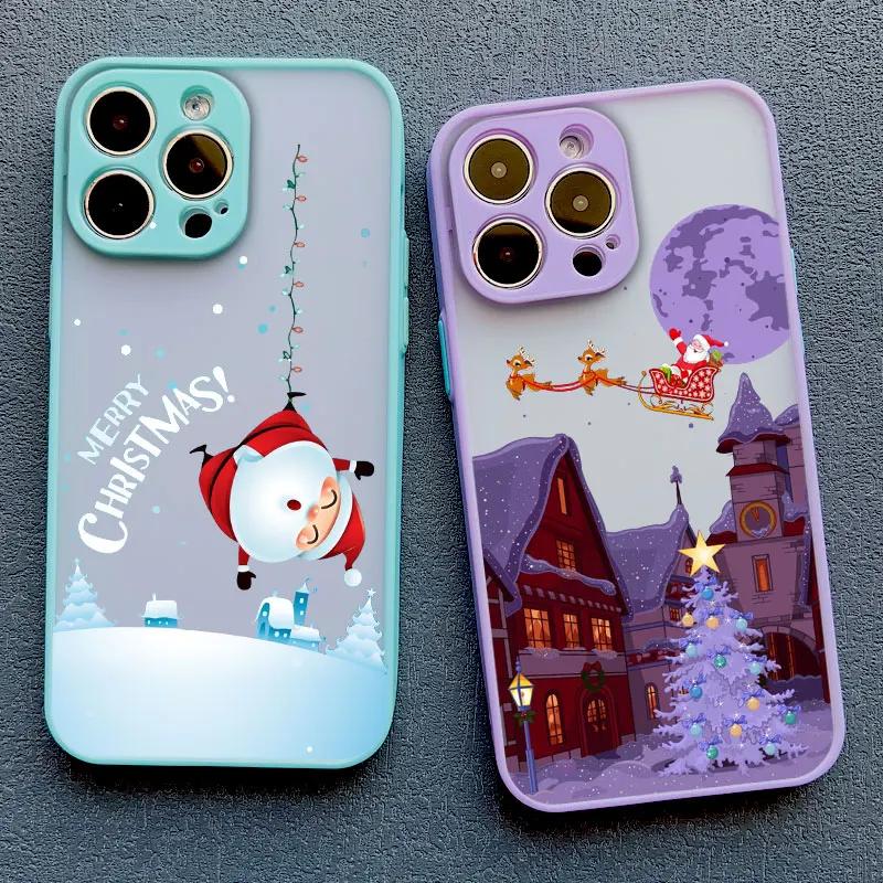 Christmas Winter Snow Scenery Phone Case For iPhone 16 15 14 13 12 11 Pro Max Mini X XS XR 7 8 Plus Shockproof Hard Cover Fundas