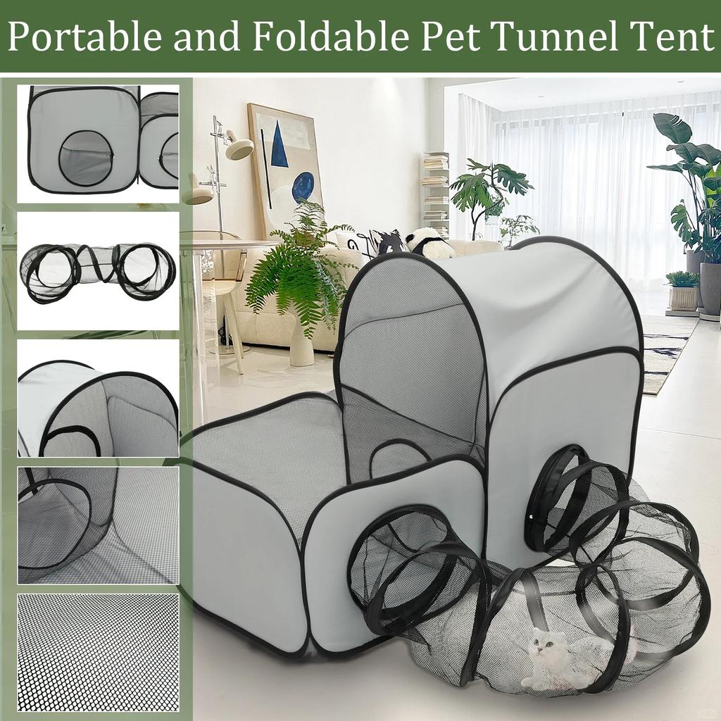 Outdoor Pet Tunnel Oxford cloth Portable Cat Tunnels Tents with Storage Bag Foldable Breathable Cat Enclosures Pet Supplies S/L