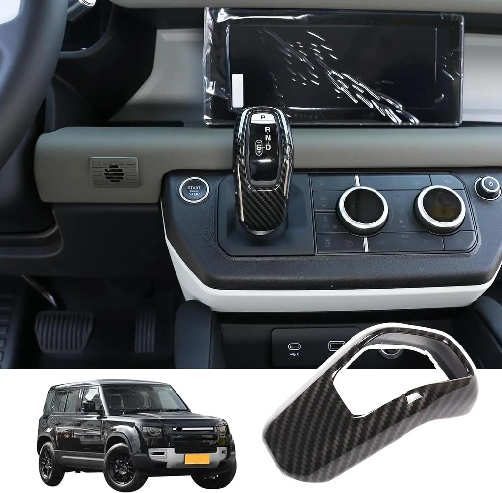 For Land Rover Defender 90 110 2020-2025 ABS Carbon Fiber Car Shift Head Protective Cover Decorative Accessories