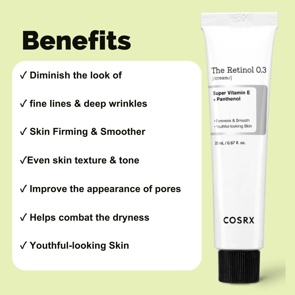 COSRX La crème au rétinol 0,1, la crème 0,3 et l'huile 0,5 (20 ml),