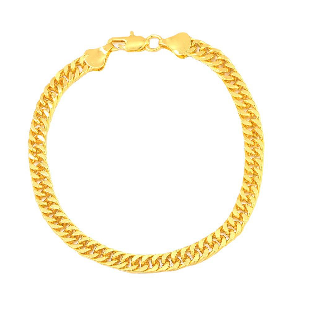 18K Gold Plated Men's 6mm Double Strand Metal Bracelet - Unisex Handmade Jewelry