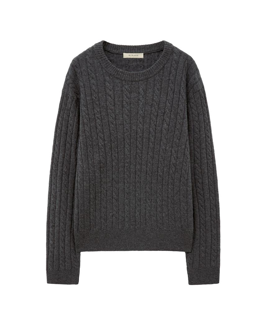Siyajyu Sikn2153 Palette Wool Cable Knit_Charcoal