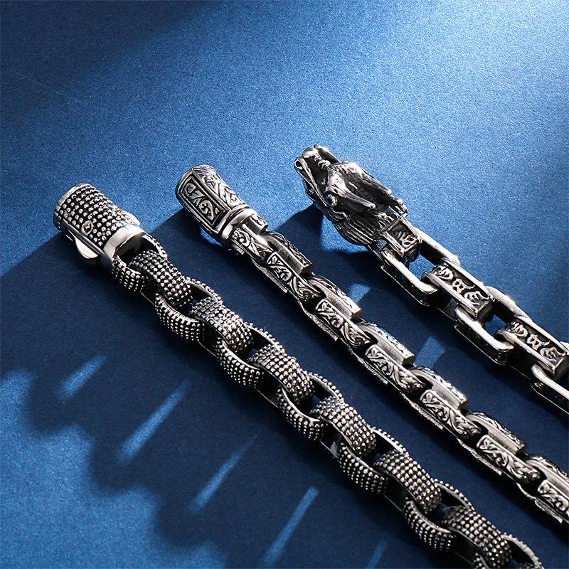 Men's Retro Titanium Steel Dragon Bracelet - European & American Fashion