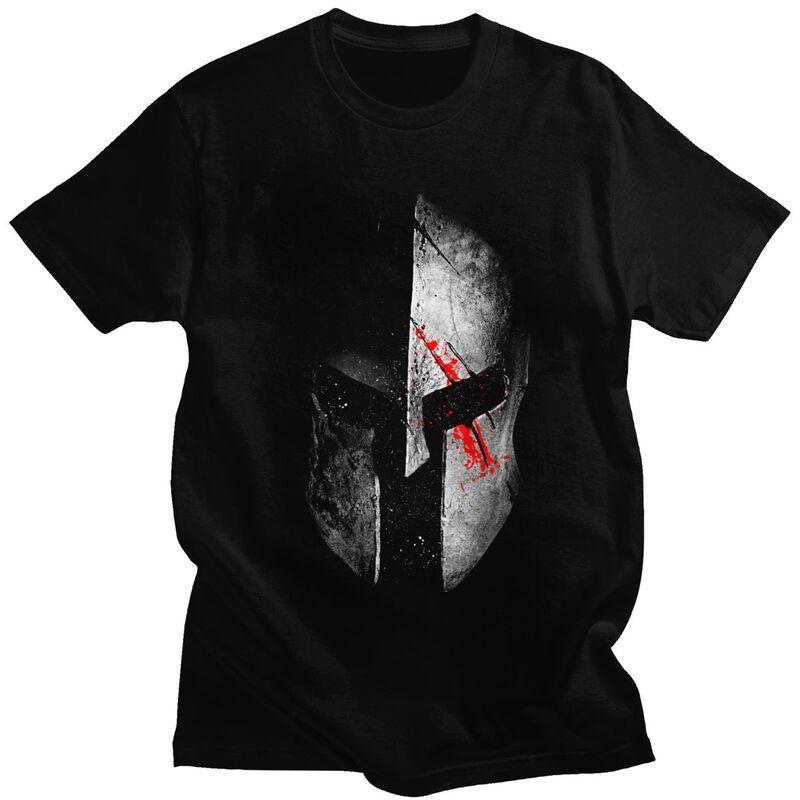 Custom Mens Sparta Skull Spartan Helmet T Shirts Short-Sleeve Cotton Tshirts Streetwear T-shirt Leisure Tee Clothing - Men s ... S