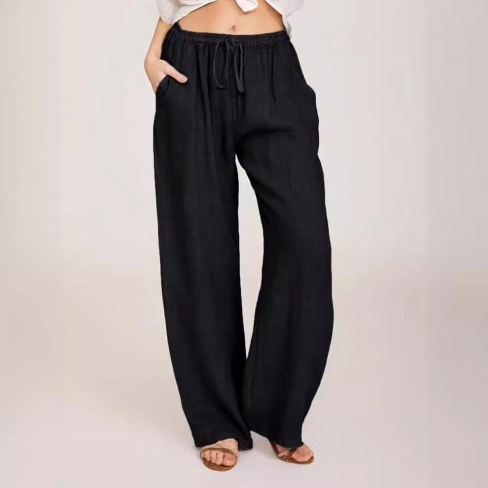 Pantaloni casual confortabili de vară pentru femei, pantaloni largi drapați