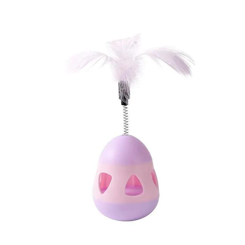 Cat Interactive Tumbler Toy - Leaky Food Ball With Feather Teaser, Rolling Boredom Relief & Fun Pet Entertainment