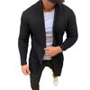 Men Sweater Coat Solid Color Cardigan Long Sleeves Open Stitch Rough Surface Thick Elastic Knitting Business Spring Sweater Jacket for Daily Wear